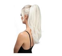 Coleta Postiza Extensiones de cabello sintético con pinza for cola de caballo, largo y liso, postizo de uso diario, coleta con banda, cola de caballo. ponytail extension(White Blonde)