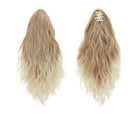 coleta postiza Extensiones de cabello sintético corto 33 cm con pinzas rizadas, rubio, castaño y ondulado, for coleta(Color 2)