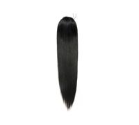 Coleta Postiza Extensiones de cola caballo cabello humano liso con cordón y pinzas, color negro Coleta(26inches)