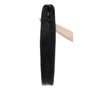Coleta Postiza Extensiones de cola caballo con clip garra, cabello humano liso, extensiones Coleta(28inches)
