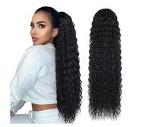 Coleta Postiza Extensiones de cola caballo con cordón y ondas profundas, cabello humano brasileño Remy Coleta(24inches)