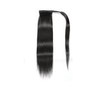 Coleta Postiza Extensiones de cola caballo rectas con clip cabello humano, color negro natural Coleta(26inches)