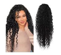 Coleta Postiza Extensiones de cola caballo rizada con clip, ondas profundas, envoltura cordón, cabello humano Coleta(20inches)