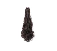 Coleta Postiza Extensiones de cola caballo sintética negra recta con clip for mujer, postizo largo y rizado garras Coleta(4 curly)