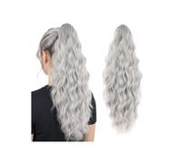 Coleta Postiza Extensiones de cola de caballo, clip de garra larga en pelucas onduladas naturales sintéticas for mujeres ponytail extension(Gray,26inch)