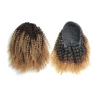 Coleta Postiza Human Hair Afro Kinky Curly Drawstring Ponytail for Black Women Afro Puff Pony tail Extension ponytail extension(T1B/4/27,16“)