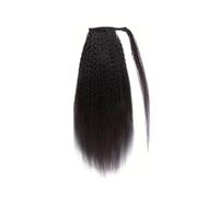 Coleta Postiza Kinky Straight Human Hair Ponytail Extensions Natural Black Color Brazilian Real Clip In Drawstring Yaki Hairpiece Afro 10-26 Inch ponytail extension(12inches)