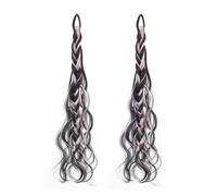 Coleta Postiza Paquete de 2 extensiones cola caballo trenzada con lazo for el cabello, elegante giros desordenados, postizo sintético Coleta(2-F)