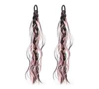 Coleta Postiza Paquete de 2 extensiones cola caballo trenzada con lazo for el cabello, elegante giros desordenados, postizo sintético Coleta(4-F)