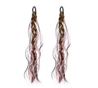 Coleta Postiza Paquete de 2 extensiones cola caballo trenzada con lazo for el cabello, elegante giros desordenados, postizo sintético Coleta(2-33-F)