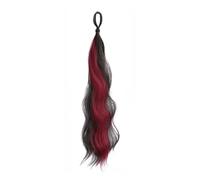 Coleta Postiza Paquete de cabello sintético autoenrollable de 50 cm, moño ondulado for cabello DIY, cola de caballo, artefacto de cabeza esponjosa natural, capullo de flor ponytail extension(Black Mix