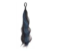 Coleta Postiza Paquete de cabello sintético autoenrollable de 50 cm, moño ondulado for cabello DIY, cola de caballo, artefacto de cabeza esponjosa natural, capullo de flor ponytail extension(Black Mix