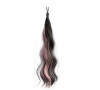 Coleta Postiza Paquete de cabello sintético autoenrollable de 50 cm, moño ondulado for cabello DIY, cola de caballo, artefacto de cabeza esponjosa natural, capullo de flor ponytail extension(Black Mix