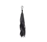 Coleta Postiza Peluca de moda con cola caballo, mechones cabello auto-retorcidos, cabeza píldora, longitud media, simulación tipo lazo Coleta(Natural Black C)