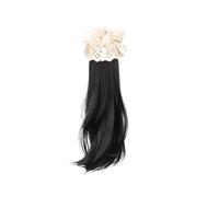 Coleta Postiza Pelucas sintéticas de 14 pulgadas for mujer, cola caballo grande, clip anillo, encaje trenzado Coleta(Natural Black)