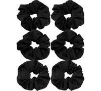 Coletero Corbatas de lunares for mujer, coleteros estampados con lazo y corazón grande, sostenedor cola caballo gris negro(6PCS-Black)