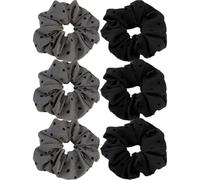 Coletero Corbatas de lunares for mujer, coleteros estampados con lazo y corazón grande, sostenedor cola caballo gris negro(6PCS-Dot)