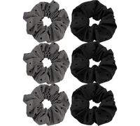 Coletero Corbatas de lunares for mujer, coleteros estampados con lazo y corazón grande, sostenedor cola caballo gris negro(6PCS-Heart)