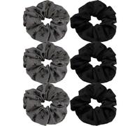 Coletero Corbatas de lunares for mujer, coleteros estampados con lazo y corazón grande, sostenedor cola caballo gris negro(6PCS-Bow)