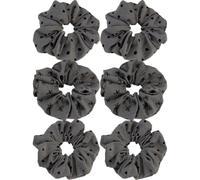 Coletero Corbatas de lunares for mujer, coleteros estampados con lazo y corazón grande, sostenedor cola caballo gris negro(6PCS-Grey)