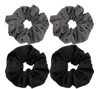 Coletero Corbatas de lunares for mujer, coleteros estampados con lazo y corazón grande, sostenedor cola caballo gris negro(4PCS-Heart)