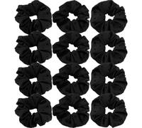 Coletero Corbatas de lunares for mujer, coleteros estampados con lazo y corazón grande, sostenedor cola caballo gris negro(12PCS-Black)