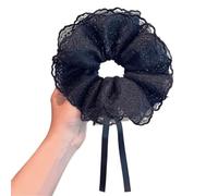 Coletero De Encaje 3 coleteros de encaje con lazo ajustable y cordón for mujeres y niñas, accesorios for el cabello a juego for fiestas.(Black)