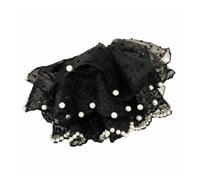 Coletero De Encaje Coleteros de encaje de perlas grandes, bandas elásticas for el cabello, lazos for el cabello de encaje de gran tamaño(Black)