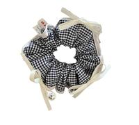 Coletero De Encaje Coleteros grandes for mujer, coletero a cuadros a cuadros en blanco y negro, soporte for cola de caballo, aro for el pelo(White Bows)