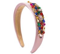 Coletero de esponja de tela brillante con incrustaciones de vidrieras, accesorio para el cabello, color rosa