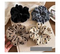 Coletero de Lunares Para Mujer 1pc Retro Flocked Polka Dot Large Hair Tie, Elegant Hair Accessory For Women, Versatile Ponytail Hair Band(4pcs set)