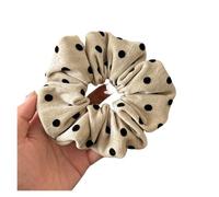 Coletero de Lunares Para Mujer 1pc Retro Flocked Polka Dot Large Hair Tie, Elegant Hair Accessory For Women, Versatile Ponytail Hair Band(1pc beige)