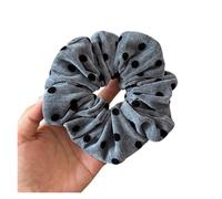 Coletero de Lunares Para Mujer 1pc Retro Flocked Polka Dot Large Hair Tie, Elegant Hair Accessory For Women, Versatile Ponytail Hair Band(1pc grey)