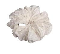 Coletero de Lunares Para Mujer 1PC White Polka Dot Fluffy Large Hair Scrunchie, Simple And Stylish Daily Ponytail Hair Rope, Hair Flower Hair Accessory