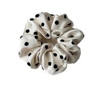 Coletero de Lunares Para Mujer 2pcs 11cm Cute Dot Satin Scrunchies Bands For Women Girls Hair Ring Rope Ornament Hair Accessories(White)