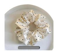 Coletero de Lunares Para Mujer 2pcs Polka Dot White Scrunchies 12cm Large Hair Bands Female Elegant Black Hair Rope Ties Kawaii Ponytail Holder(White)