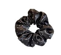 Coletero de Lunares Para Mujer 2pcs Polka Dot White Scrunchies 12cm Large Hair Bands Female Elegant Black Hair Rope Ties Kawaii Ponytail Holder(Black)