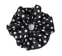 Coletero de Lunares Para Mujer 2pcs Retro Pleated Satin Polka Dots Large Hair Scrunchies Headbands Womens Head Rope Hair Tie Female Rubber Band(Color2)