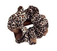 Coletero de Lunares Para Mujer Coffee Leopard Double-Layer Hair Tie With Advanced Sense Hair Rope Flower Bud Head Rope Autumn Winter Hair Accessories