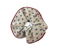 Coletero de Lunares Para Mujer Dot Plaid Scrunchies Women Girls Elastic Hair Rubber Bands Accessories Tie Hair Ring Rope Headdress Headwear Ornament(White flower)
