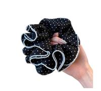 Coletero de Lunares Para Mujer Four-layers Large Size Hair Ties Double-layer Dots Large Hair Scrunchies Band Ponytail Rope Gentle Hair Accessories(Black four layer)
