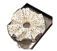 Coletero de Lunares Para Mujer Four-layers Large Size Hair Ties Double-layer Dots Large Hair Scrunchies Band Ponytail Rope Gentle Hair Accessories(Beige two layer)