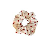 Coletero de Lunares Para Mujer Polka Dot White Red Scrunchies Girls Hair Ties Ropes Women Low Ponytail Holder Large Elastic Hair Bands(White)