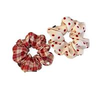 Coletero de Lunares Para Mujer Polka Dot White Red Scrunchies Girls Hair Ties Ropes Women Low Ponytail Holder Large Elastic Hair Bands(2pcs)
