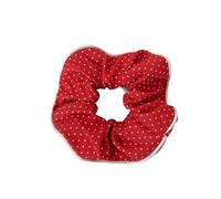 Coletero de Lunares Para Mujer Red Festive Cute Dot Scrunchies Women Girls Elastic Hair Rubber Bands Accessories Tie Hair Ring Rope Headdress Headwear(White Edge)