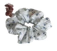 Coletero de Lunares Para Mujer Sea Blue Polka Dot Scrunchies Gilrs Floral Plaid Hair Ties Ropes Women Sweet Versatile Rubber Bands(White)