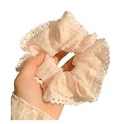 Coletero de Lunares Para Mujer White Pink Lace Polka Dot Scrunchies Sweet Lovely Fairy Girl Elastic Hair Bands Women Elegant Hair Tie Rope(Pink)