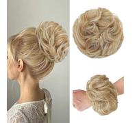 Coletero de moño con pelo rizado, con banda elástica, sintético, coleta de caballo para mujeres y niñas (18H613# (ceniza rubia mezclada rubia))