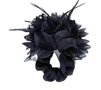 Coletero de plumas para el pelo de los años 20, coleteros para el pelo con flores negras grandes, para niñas y mujeres, accesorios para el cabello de los años 20, 1 count (Pack of 1)