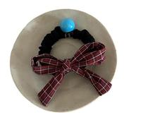 Coletero De Tela Coletero con lazo a rayas a cuadros, estilo retro, moños atados y coleta baja(Color-04)